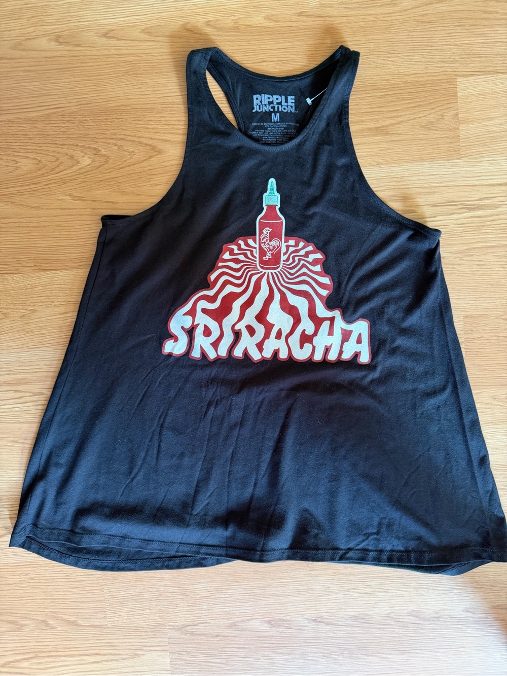 Ripple Junction Black Warped Sriracha Swirled Graphic Tank Top M Medium